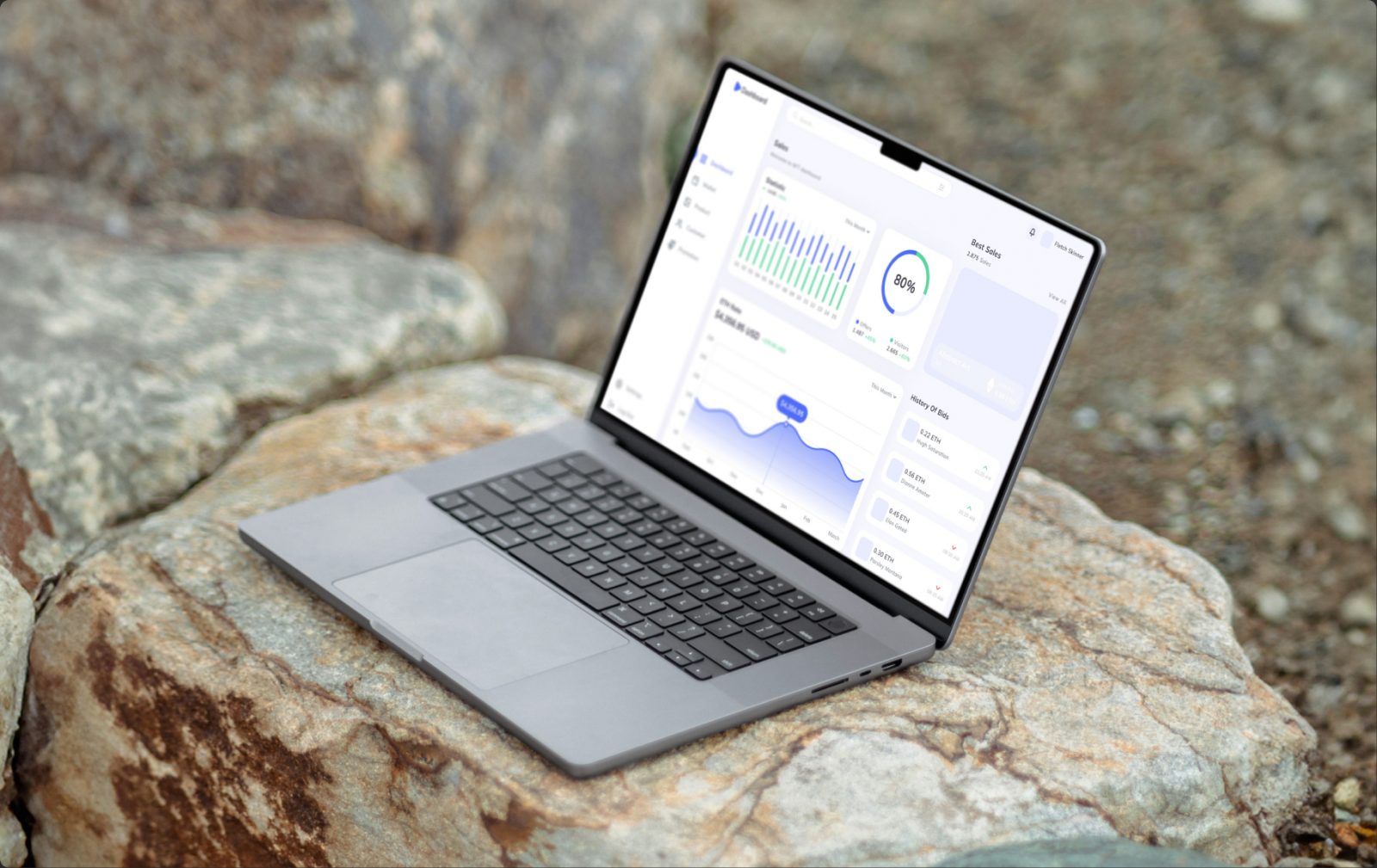 Marketing Intelligence laptop with data