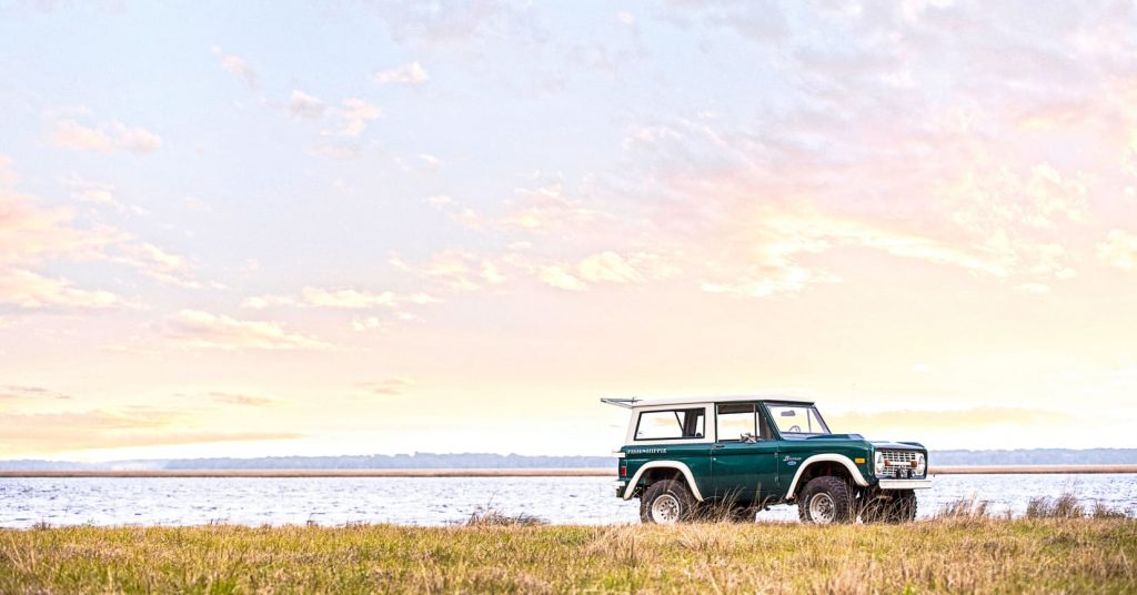Bronco with sunset